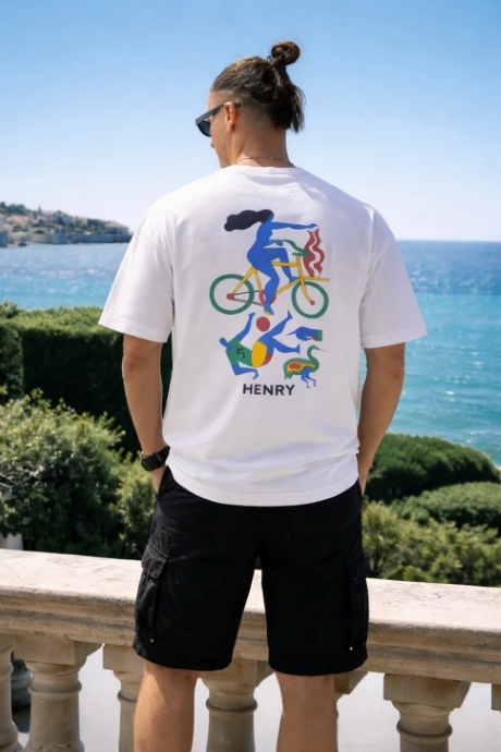 Artistic Print Λευκό T-shirt Henry Clothing