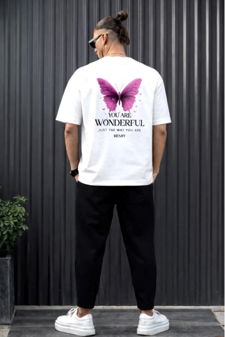 Butterfly Λευκό T-Shirt Henry Clothing